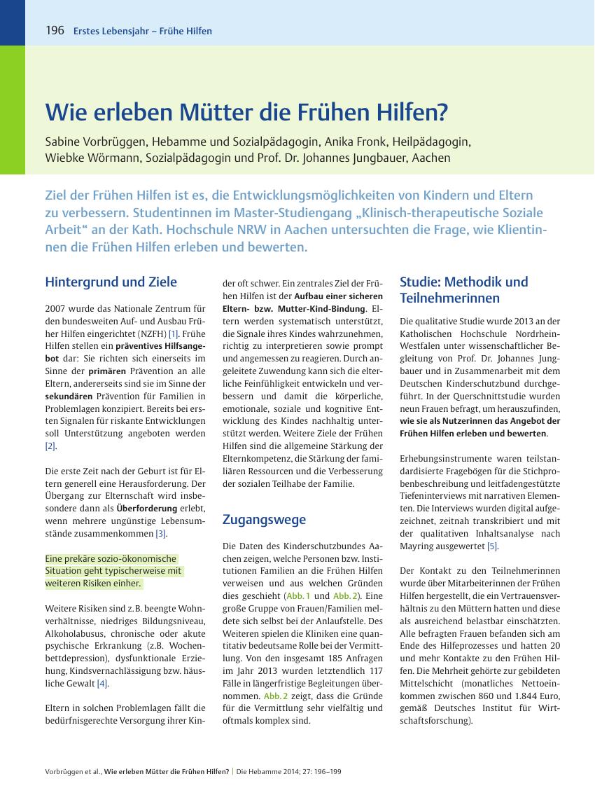 Vorschauseite 1: Wie erleben Mütter die Frühen Hilfen?