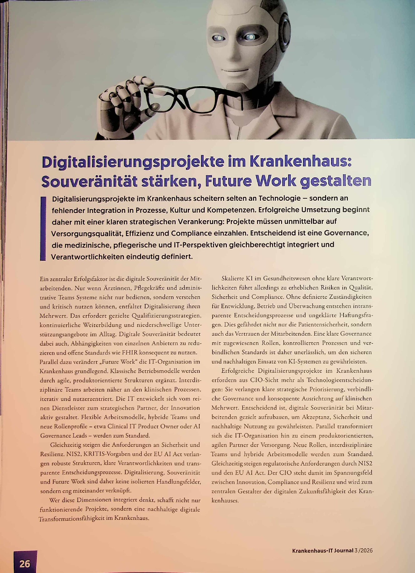 Vorschauseite 1: Digitalisierungsprojekte im Krankenhaus: Souveränität stärken, Future Work gestalten