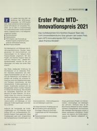 Vorschauseite 1: Erster Platz MTD-Innovationspreis 2021