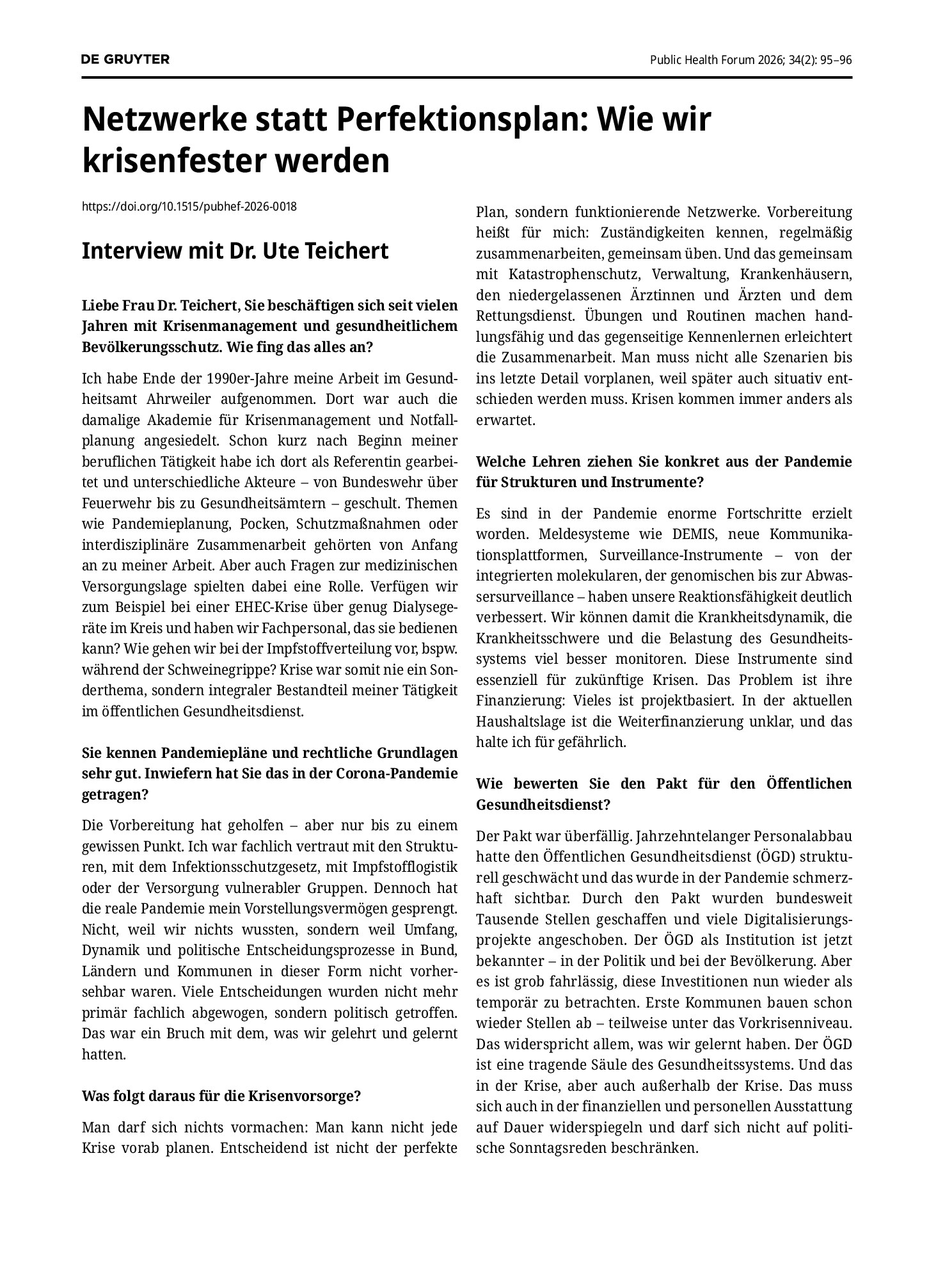 Vorschauseite 1: Netzwerke statt Perfektionsplan: Wie wir krisenfester werden