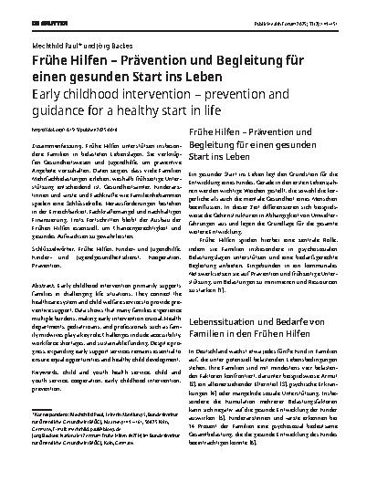Vorschauseite 1: Frühe Hilfen – Prävention und Begleitung für einen gesunden Start ins Leben