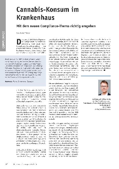 Vorschauseite 1: Cannabis-Konsum im Krankenhaus: Mit dem neuen Compliance-Thema richtig umgehen