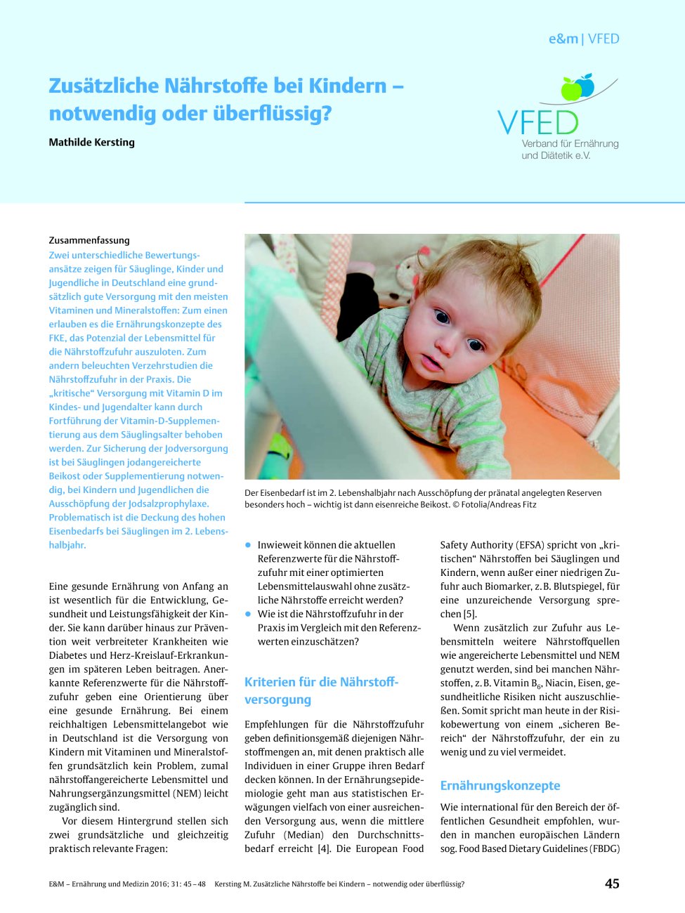 Vorschauseite 1: Zusätzliche Nährstoffe bei Kindern – notwendig oder überflüssig?