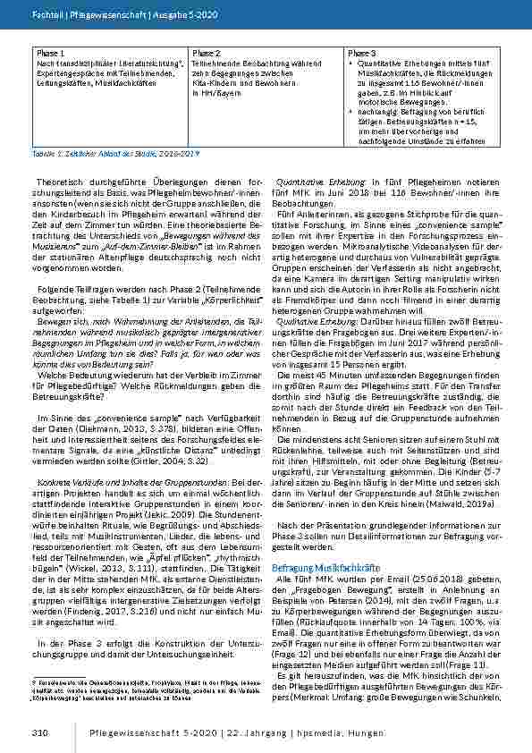 Vorschauseite 4: Potenziale und Limitationen von Körperbewegungen bei Pflegeheimbewohner/-innen während musikalisch motivierter intergenerativer Begegnungen – eine explorative Studie (2016-2019)