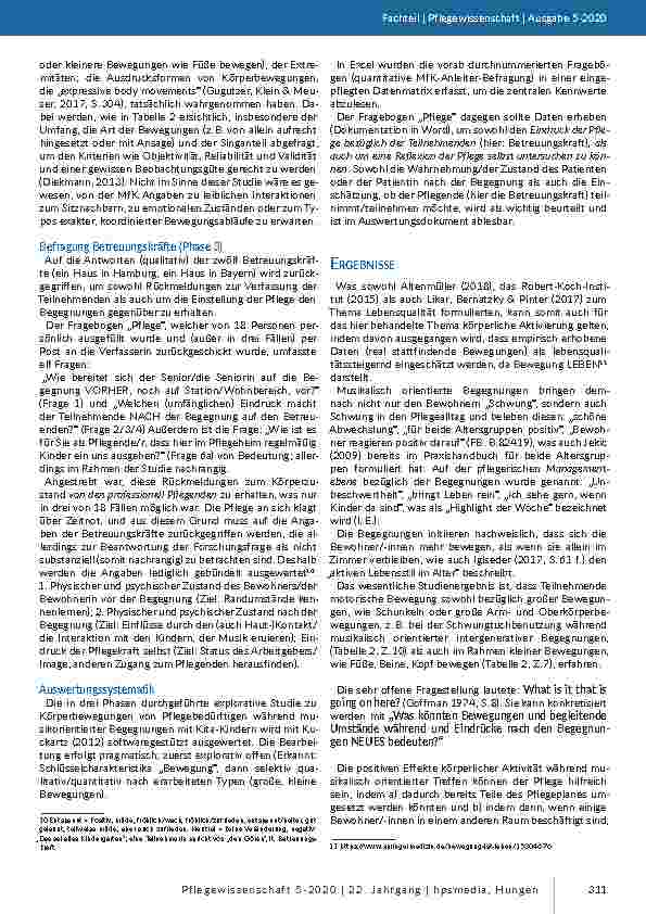 Vorschauseite 5: Potenziale und Limitationen von Körperbewegungen bei Pflegeheimbewohner/-innen während musikalisch motivierter intergenerativer Begegnungen – eine explorative Studie (2016-2019)