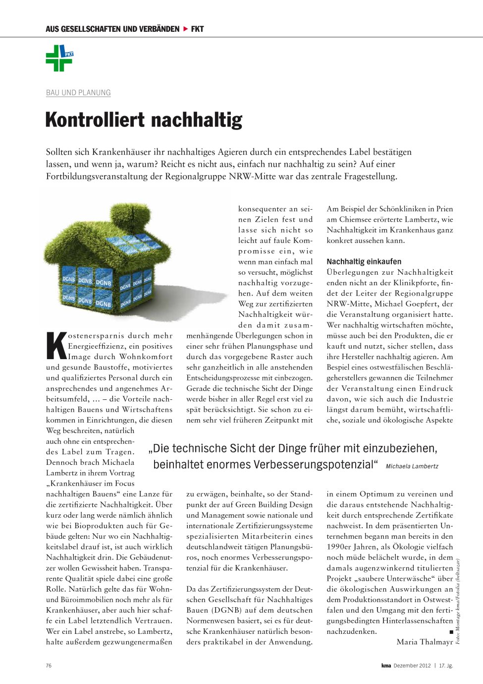 Vorschauseite 1: Kontrolliert nachhaltig