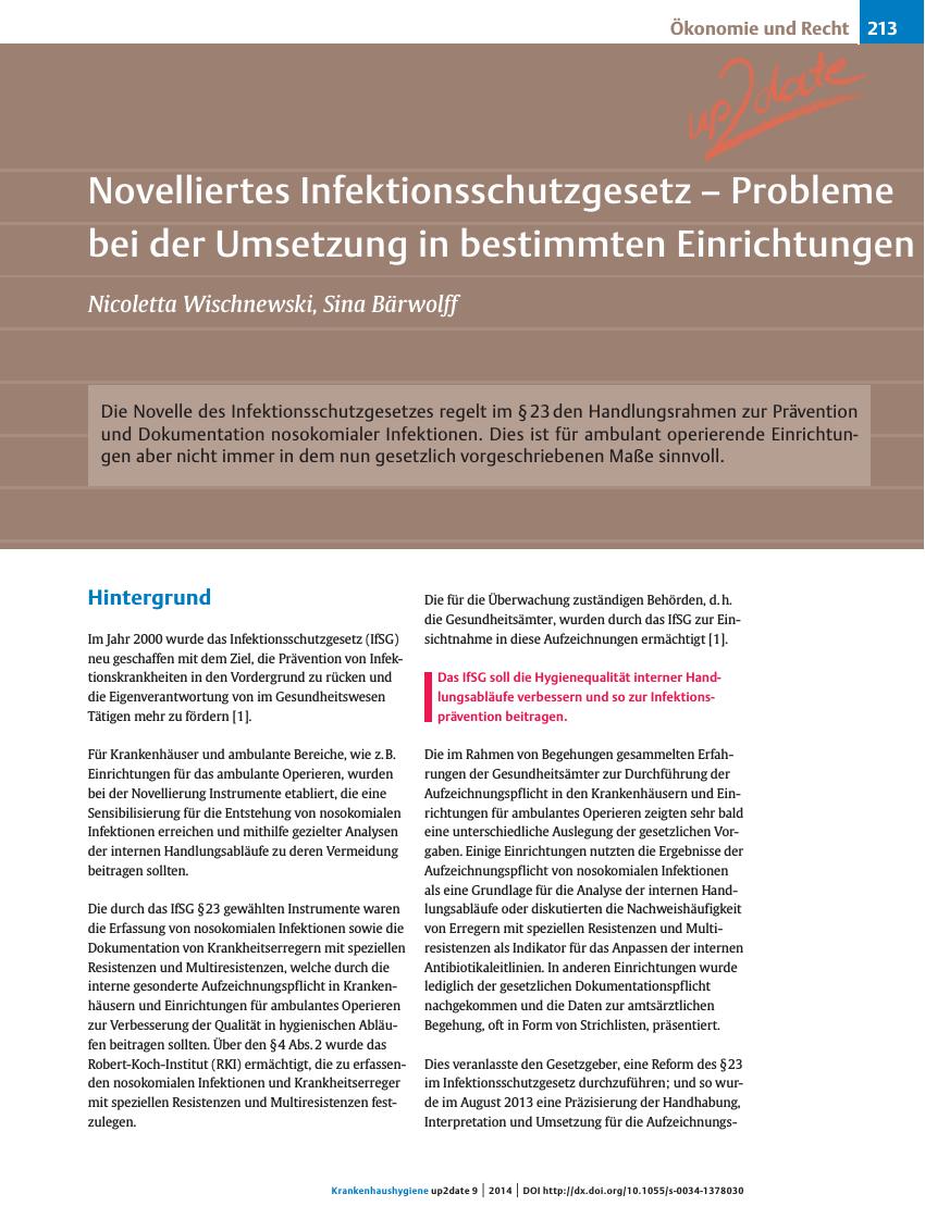 Vorschauseite 1: Novelliertes Infektionsschutzgesetz – Probleme bei der Umsetzung in bestimmten Einrichtungen