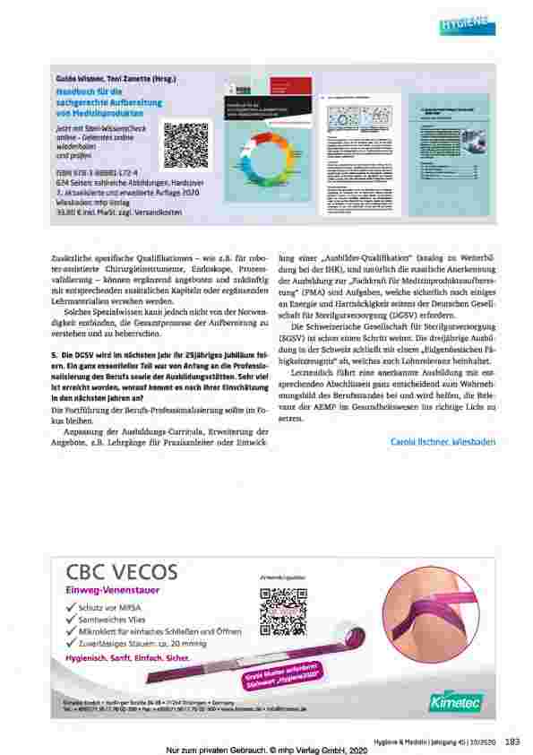 Vorschauseite 2: Neuerscheinung: Handbuch für die sachgerechte Aufbereitung von Medizinprodukten „Die Professionalisierung der Aufbereitung soll im Fokus bleiben"