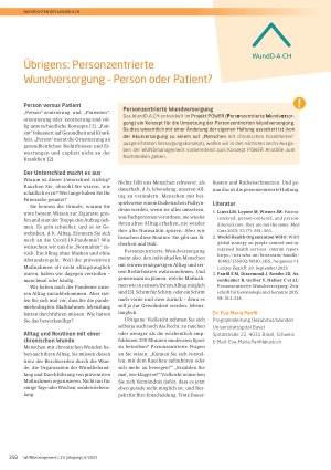 Vorschauseite 1: Übrigens: Personzentrierte Wundversorgung – Person oder Patient?
