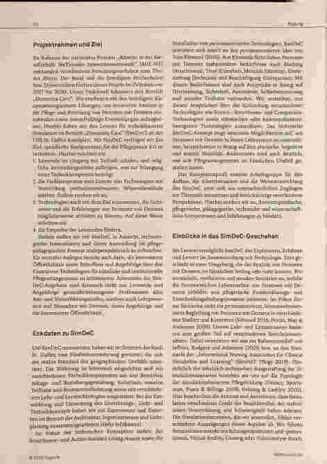 Vorschauseite 2: Place of Learning Dementia Care 4. 0 Konzeption eines Lernorts für technikbasierte Simulation im Bereich „Dementia Care“