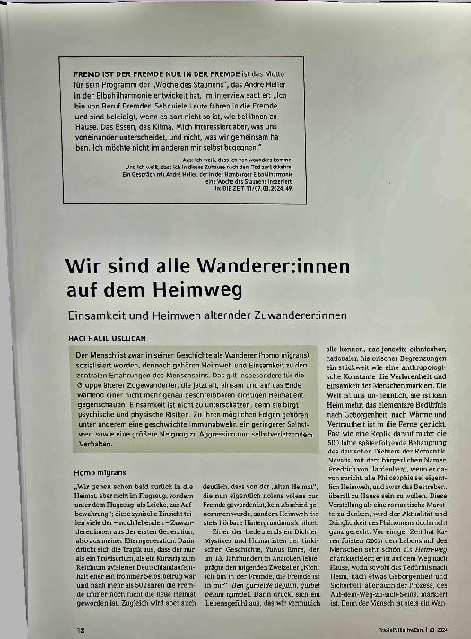 Vorschauseite 1: Wir sind alle Wanderinnen auf dem Heimweg. Einsamkeit und Heimweh alternder Zuwandererinnen.