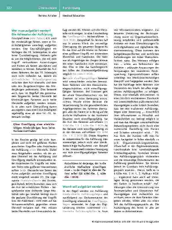 Vorschauseite 3: Patientenaufklärung in der Anästhesiologie