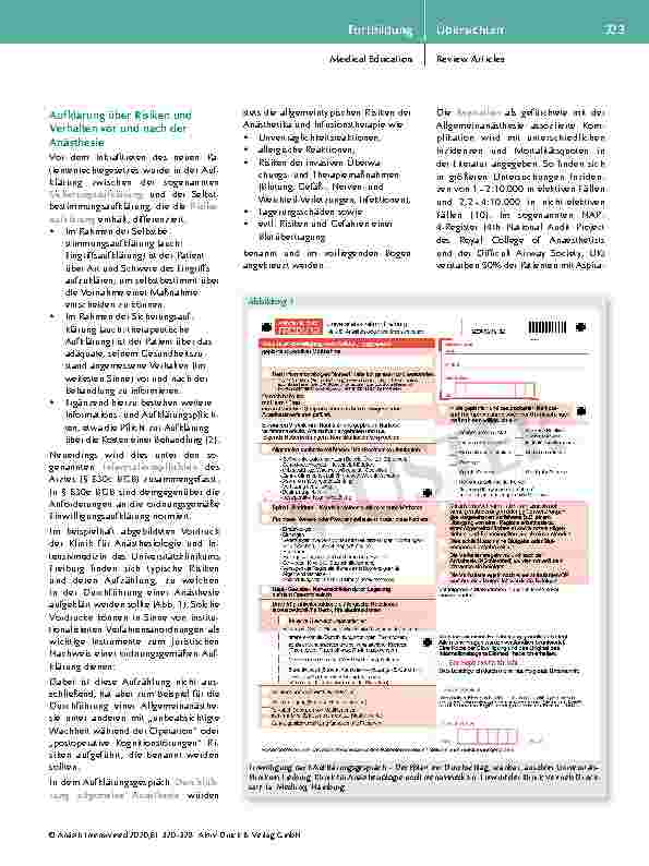 Vorschauseite 4: Patientenaufklärung in der Anästhesiologie