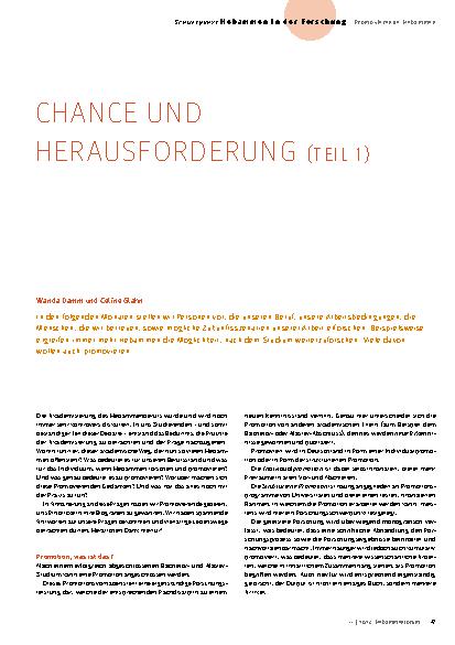 Vorschauseite 1: Chance und Herausforderung (Teil 1)
