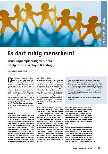 Vorschauseite 1: Es darf ruhig menscheln! Handlungsempfehlungen für ein erfolgreiches Employer Branding
