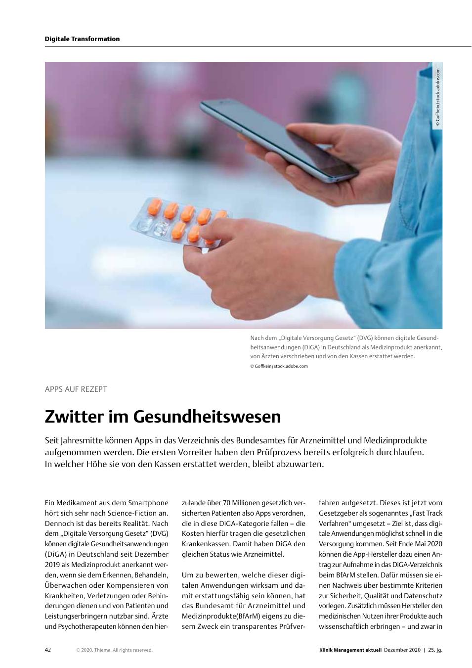 Vorschauseite 1: Apps auf Rezept: Zwist im Gesundheitswesen