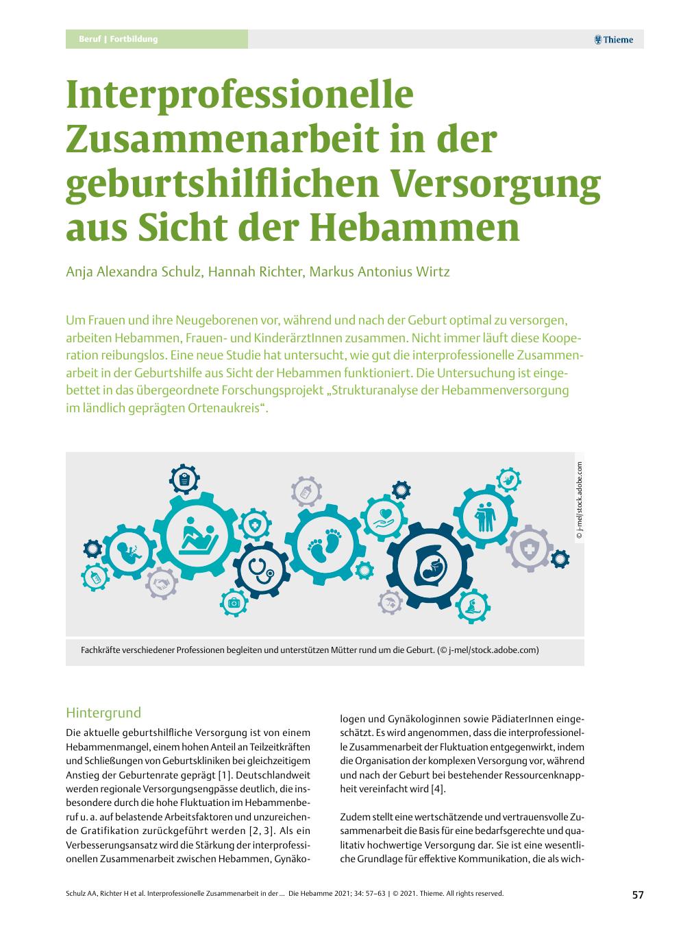 Vorschauseite 1: Interprofessionelle Zusammenarbeit in der geburtshilflichen Versorgung aus Sicht der Hebammen