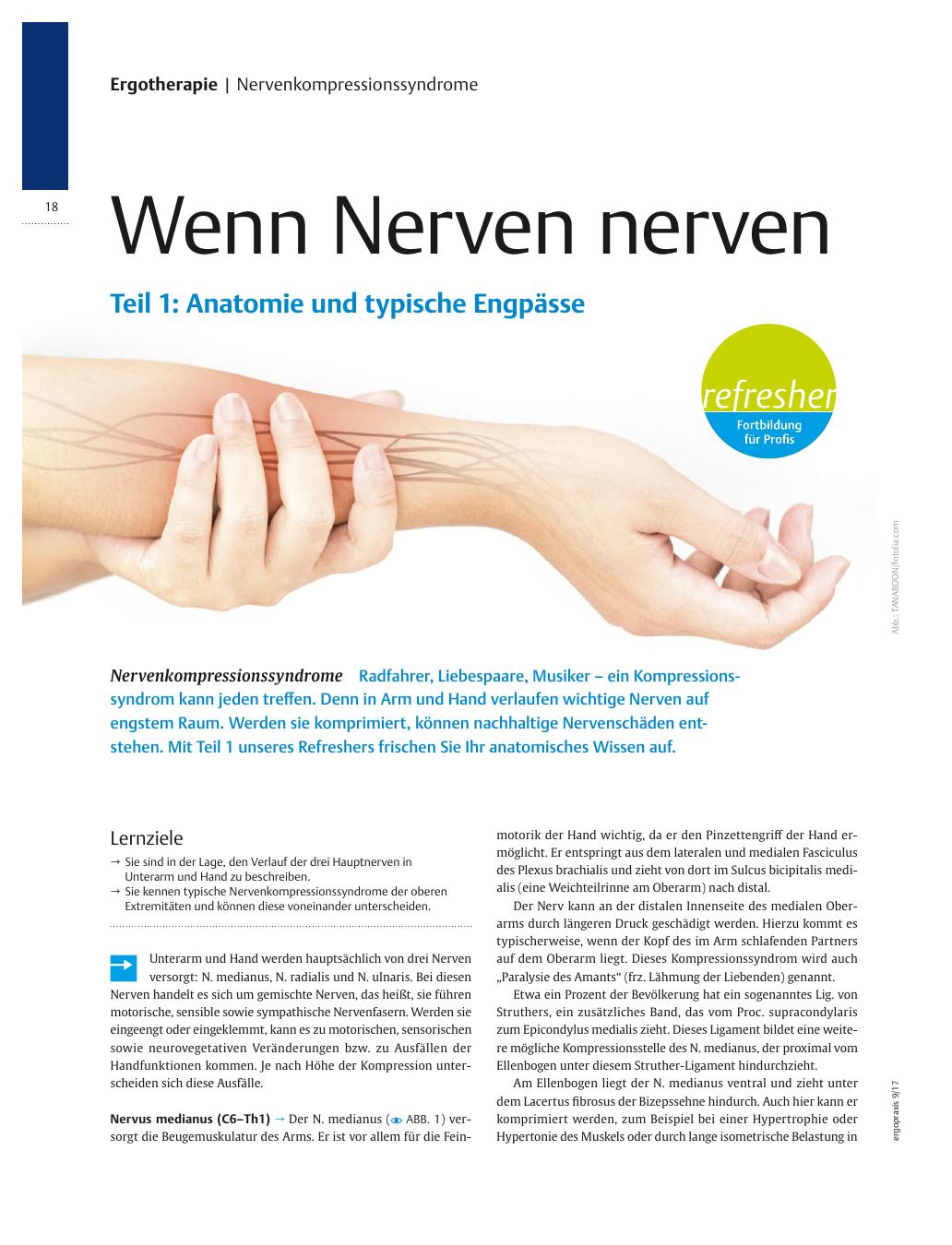Vorschauseite 1: Nervenkompressionssyndrome ? Wenn Nerven nerven
