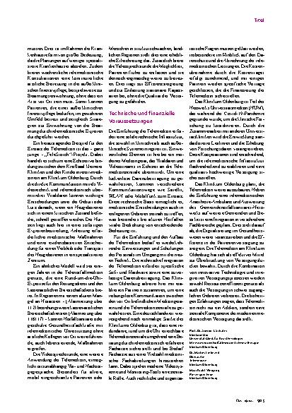 Vorschauseite 2: Klinikum Oldenburg Telemedizin vernetzt den Norden