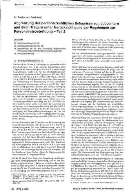 Vorschauseite 1: Abgrenzung der personalrechtlichen Befugnisse von Jobcentern und ihren Trägern unter Berücksichtigung der Regelungen zur Personalratsbeteiligung - Teil 2