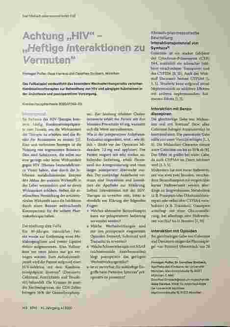 Vorschauseite 1: Achtung "HIV" - "Heftige Interaktionen zu vermuten"
