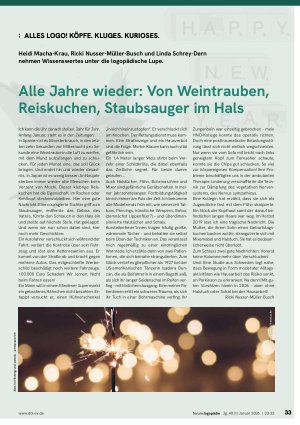Vorschauseite 1: Alle Jahre wieder: Von Weintrauben, Reiskuchen, Staubsauger im Hals