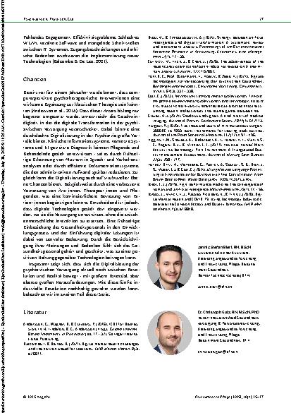 Vorschauseite 3: Zwischen Revolution und Realität Digitalisierung der psychiatrischen Versorgung – Teil 1