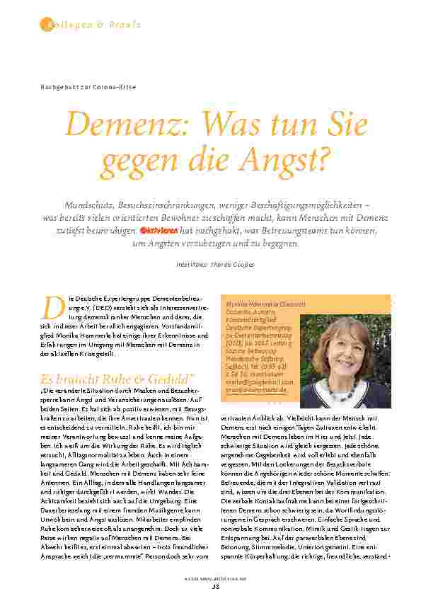 Vorschauseite 1: Demenz: Was tun Sie gegen die Angst?