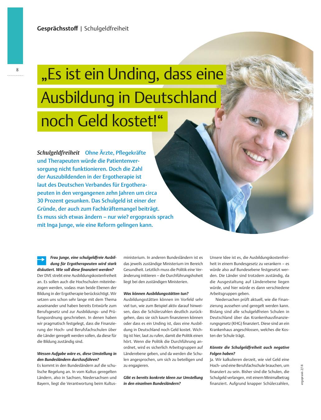 Vorschauseite 1: Schulgeldfreiheit ? ?Es ist ein Unding, dass eine Ausbildung in Deutschland noch Geld kostet!?