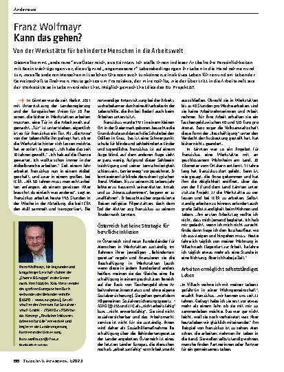Vorschauseite 1: Kann das gehen? Von der Werkstätte für behinderte Menschen in die Arbeitswelt