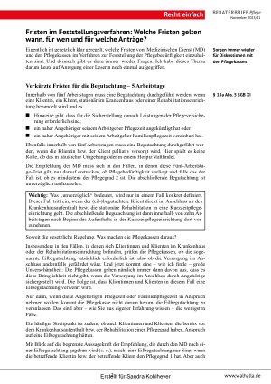 Vorschauseite 2: Beraterbrief Pflege Heft 21-2025