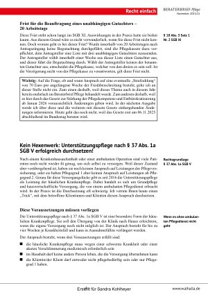 Vorschauseite 4: Beraterbrief Pflege Heft 21-2025