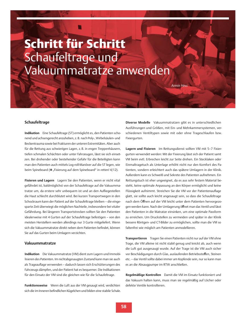 Vorschauseite 1: Schaufeltrage und Vakuummatratze anwenden