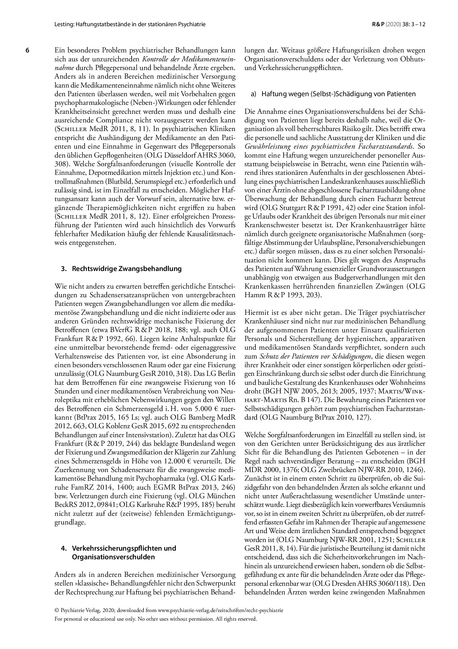 Vorschauseite 4: Haftungstatbestände in der stationären Psychiatrie