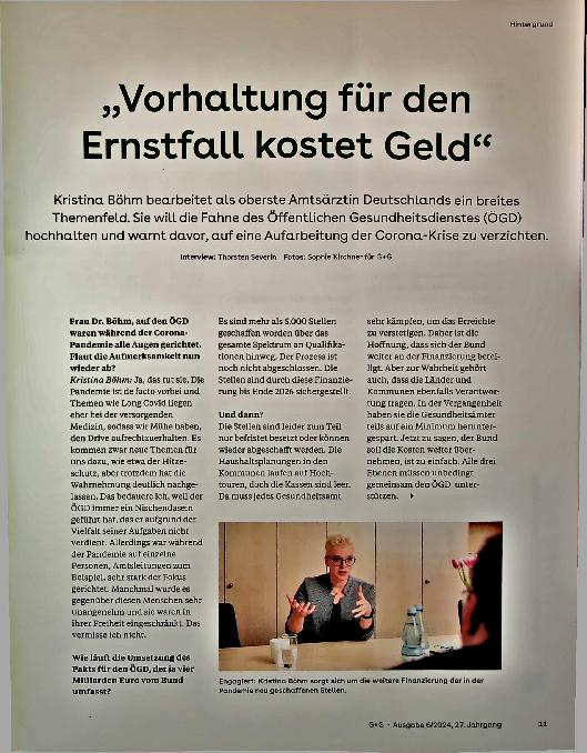 Vorschauseite 2: "Vorhaltung für den Ernstfall kostet Geld."