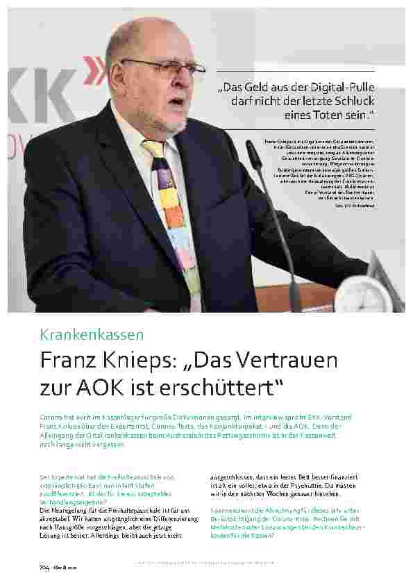 Vorschauseite 1: Franz Knieps: „Das Vertrauen zur AOK ist erschüttert“
