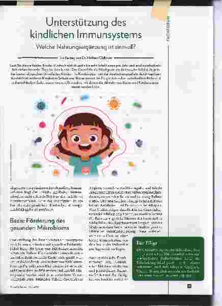 Vorschauseite 1: Unterstützung des kindlichen Immunsystems. Welche Nahrungsergänzung ist sinnvoll?