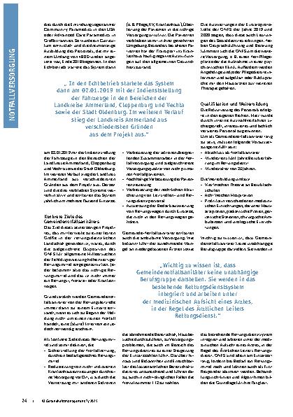 Vorschauseite 2: Der Gemeindenotfallsanitäter als Gamechanger im Rettungsdienst