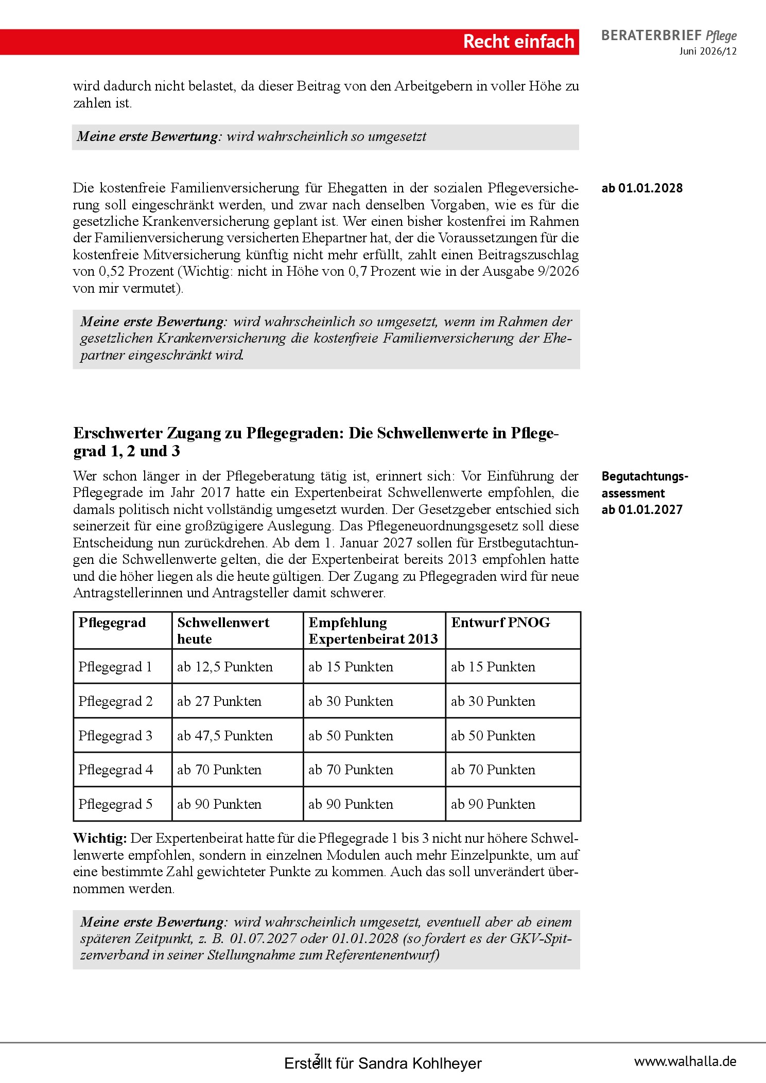 Vorschauseite 3: Beraterbrief Pflege 12-2026