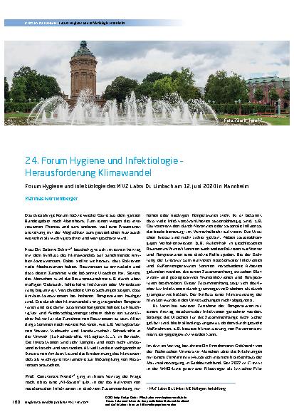 Vorschauseite 1: 24. Forum Hygiene und Infektiologie – Herausforderung Klimawandel