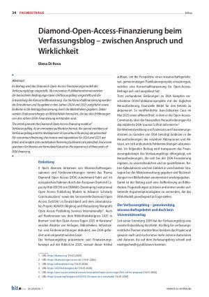 Vorschauseite 1: Diamond-Open-Access-Finanzierung beim Verfassungsblog – zwischen Anspruch und Wirklichkeit