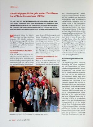 Vorschauseite 1: Eine Erfolgsgeschichte geht weiter: Zertifikats kurs PTA im Krankenhaus (ADKA)