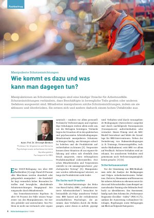 Vorschauseite 1: Manipulierte Schutzeinrichtungen Wie kommt es dazu und was kann man dagegen tun?