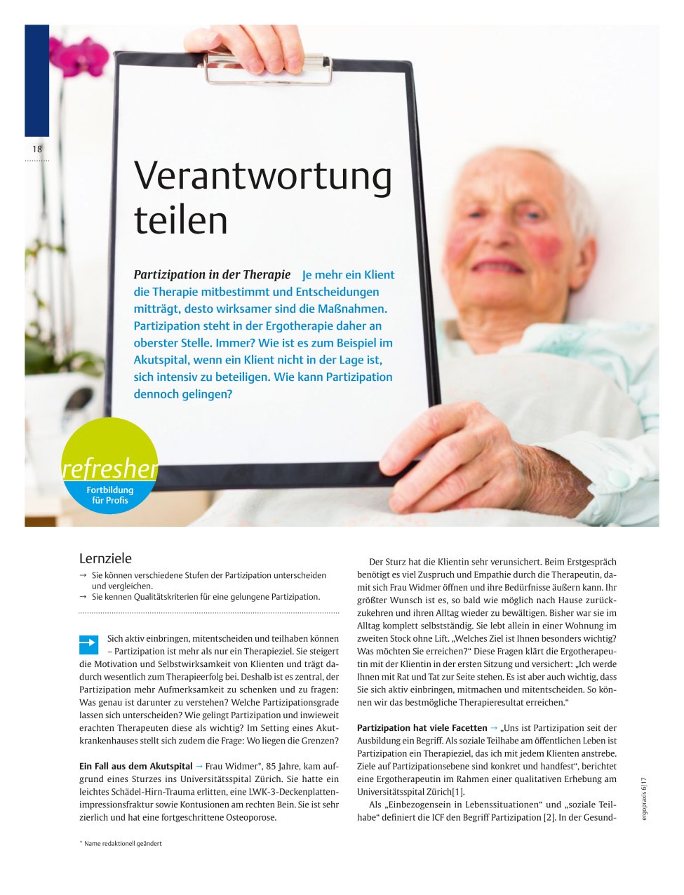 Vorschauseite 1: Partizipation in der Therapie ? Verantwortung teilen