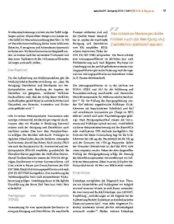 Vorschauseite 6: Mikrobiologisch-hygienische Prüfungen im Gesundheitswesen: Was muss und was kann, um die Hygienequalität sicherzustellen?