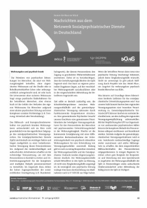 Vorschauseite 1: Nachrichten aus dem Netzwerk Sozialpsychiatrischer Dienste in Deutschland
