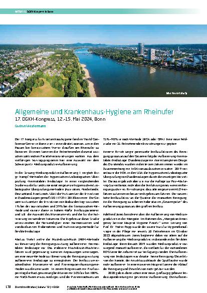 Vorschauseite 1: Allgemeine und Krankenhaus-Hygiene am Rheinufer 17. DGKH-Kongress, 12.–15. Mai 2024, Bonn