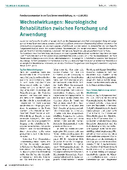 Vorschauseite 1: Wechselwirkungen: Neurologische Rehabilitation zwischen Forschung und Anwendung