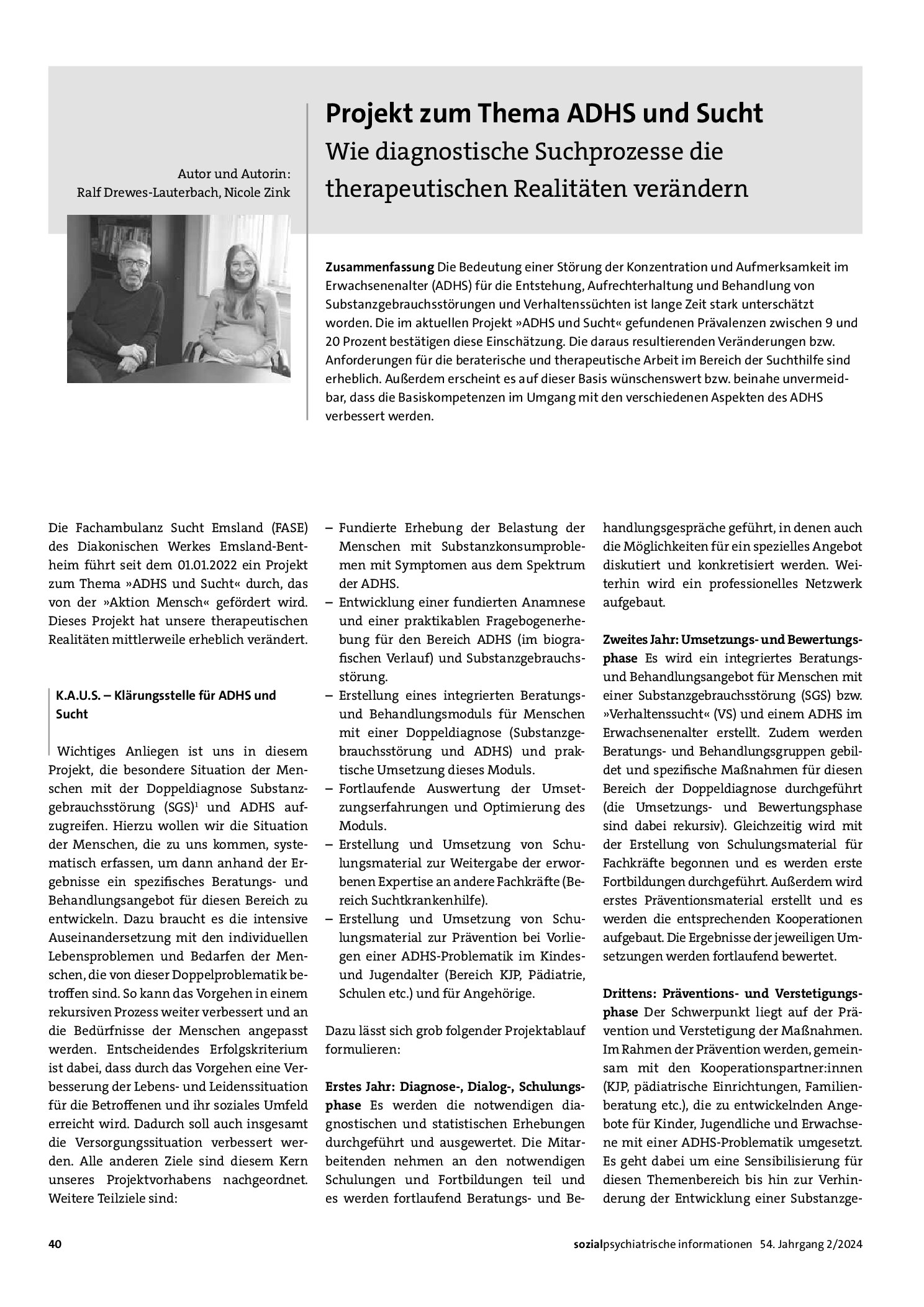 Vorschauseite 1: Projekt zum Thema ADHS und Sucht – Wie diagnostische Suchprozesse die therapeutischen Realitäten verändern