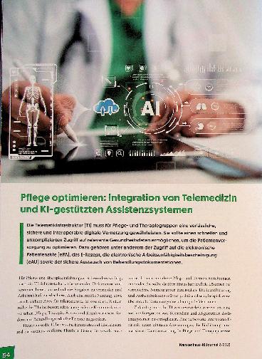 Vorschauseite 1: Pflege optimieren: Integration von Telemedizin und Kl-gestützten Assistenzsystemen